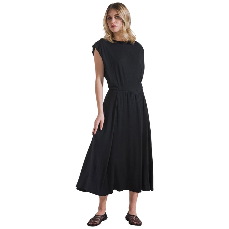 Abito in viscosa ecovero con overlay laterale nero da donna Deha | D4228710009